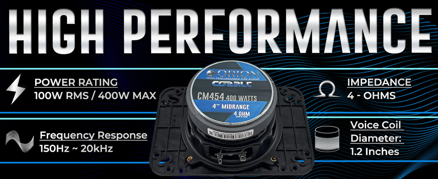 Orion - CM454 - 4 (4x6) Inch 4 Ohm Midrange Speaker 100 Watts RMS