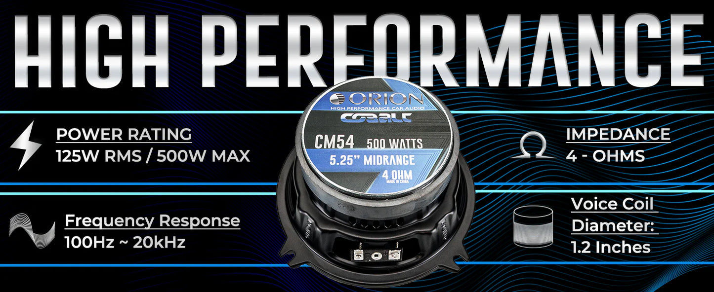Orion - CM54 - 5.25 Inch 4 Ohm Midrange Speaker 125 Watts RMS
