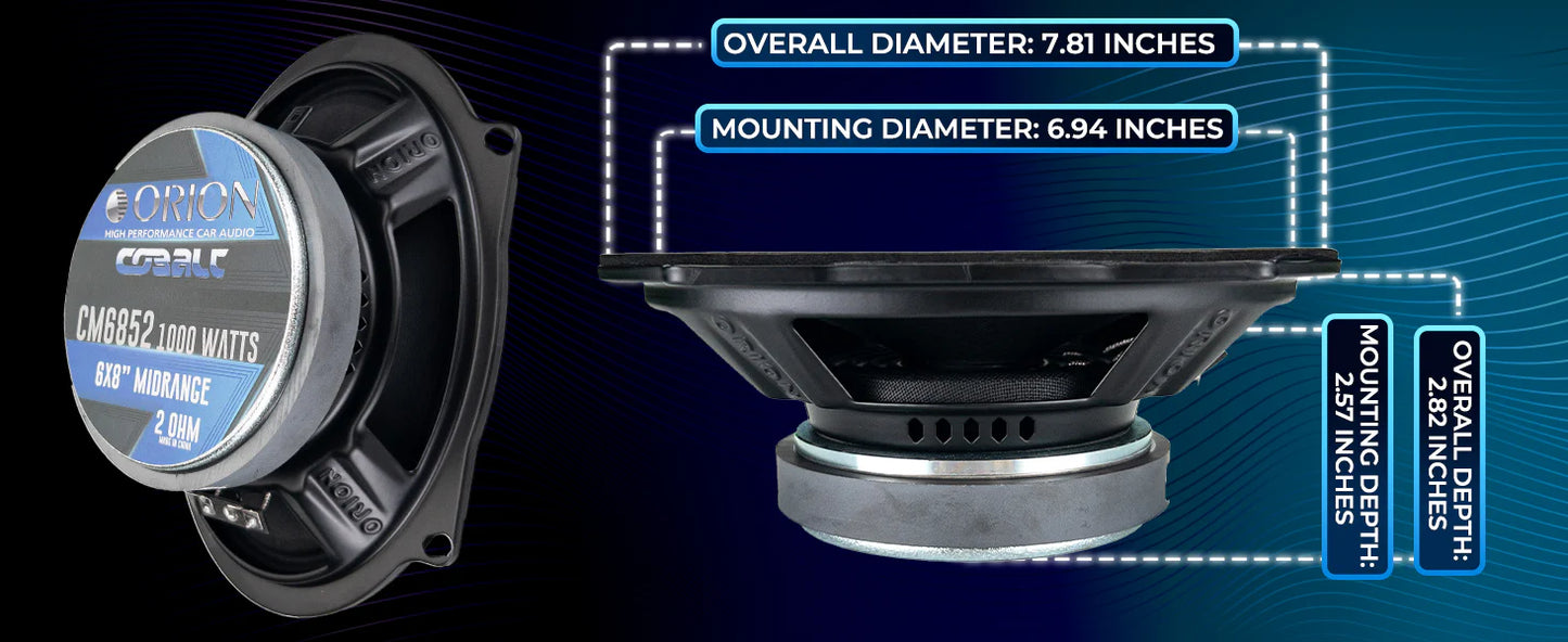 Orion - CM6852 - 5x7/6x8 Inch 2 Ohm Midrange Speaker 250 Watts RMS