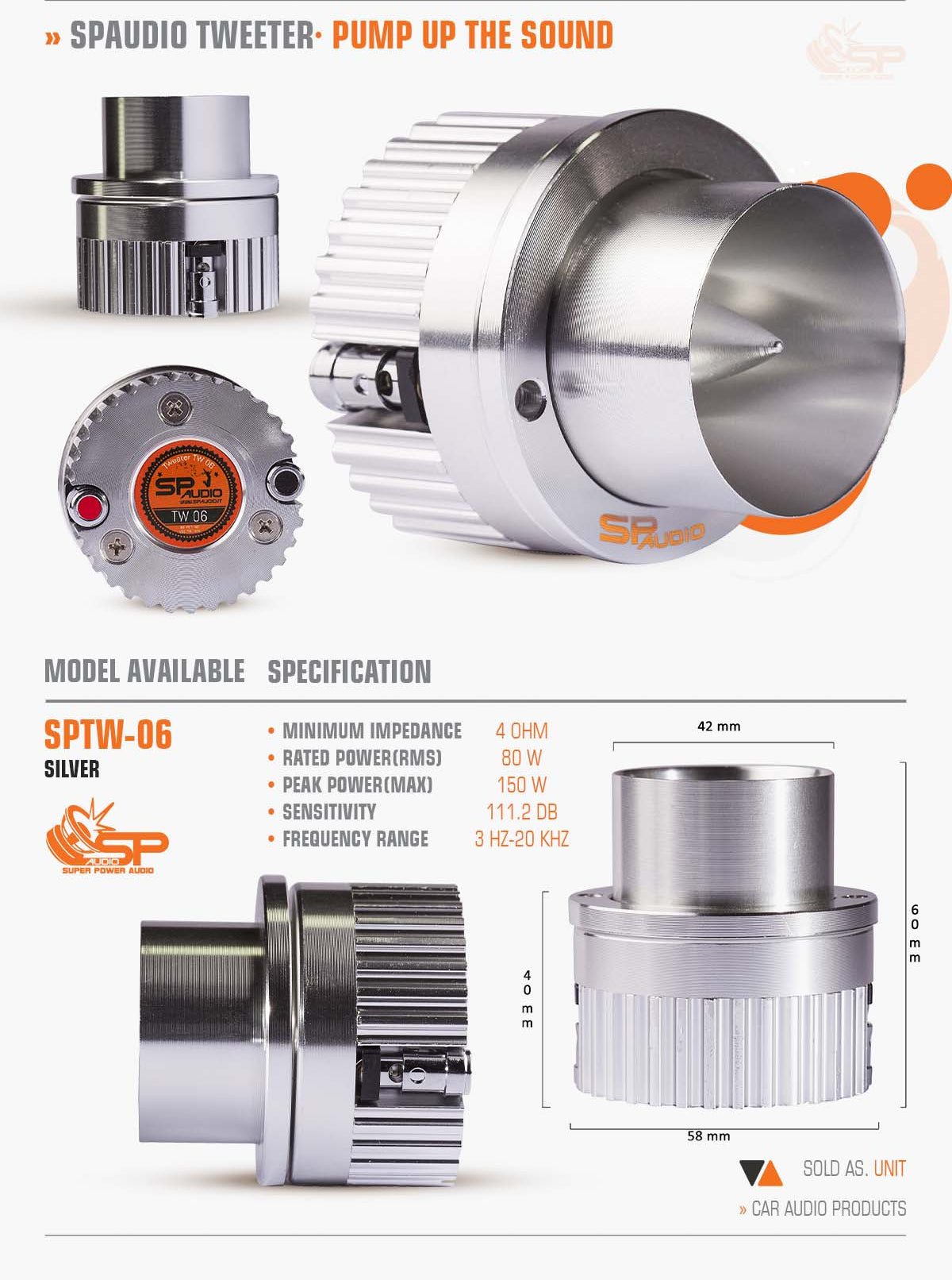 SP Audio - SP TW 06 SILVER BULLET TWEETER 80W RMS (UNIT PRICE) image 1
