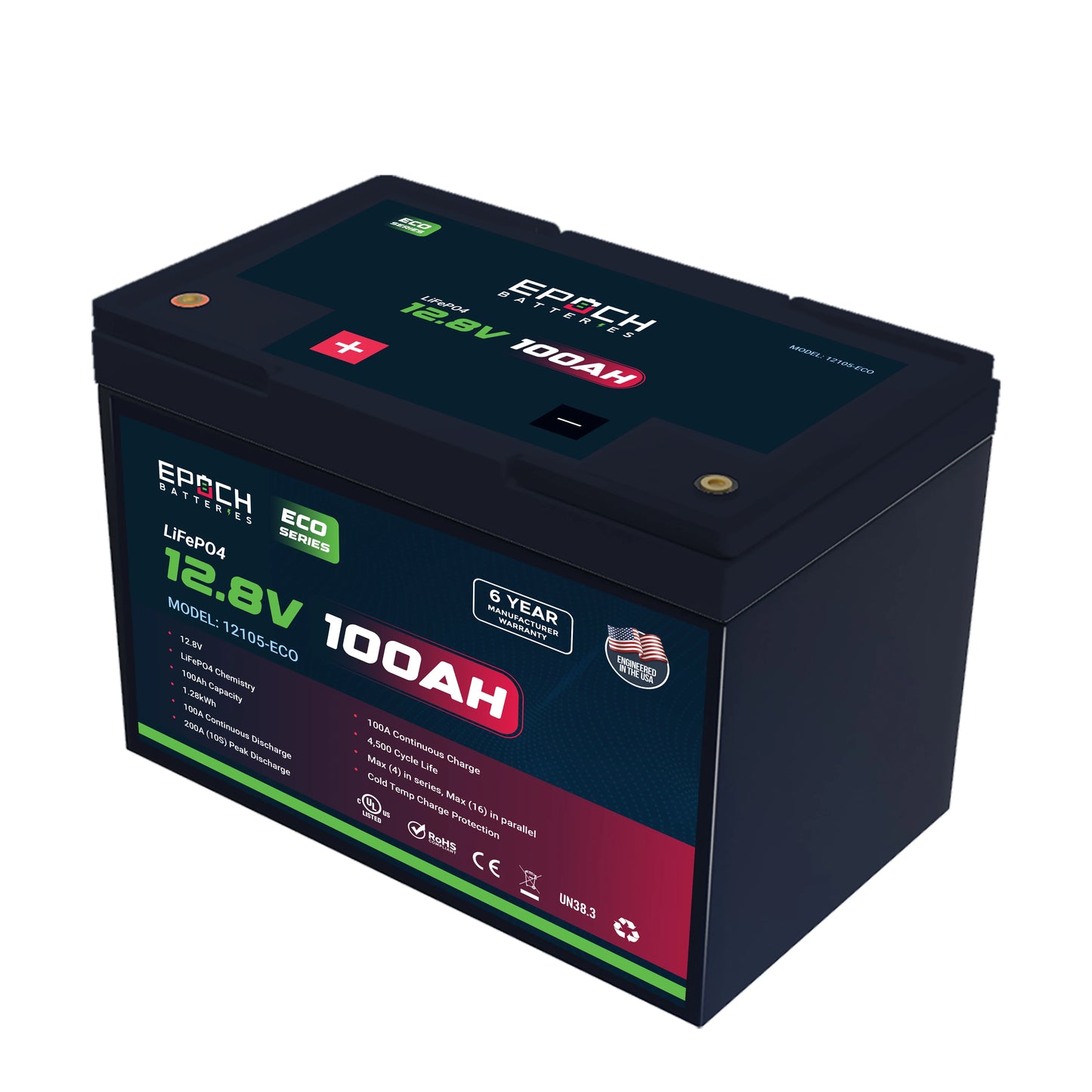 Epoch Batteries -(PRE-ORDER) 12V 100Ah Eco Series LiFePO4 Battery - ETA SEPT 14 image 0