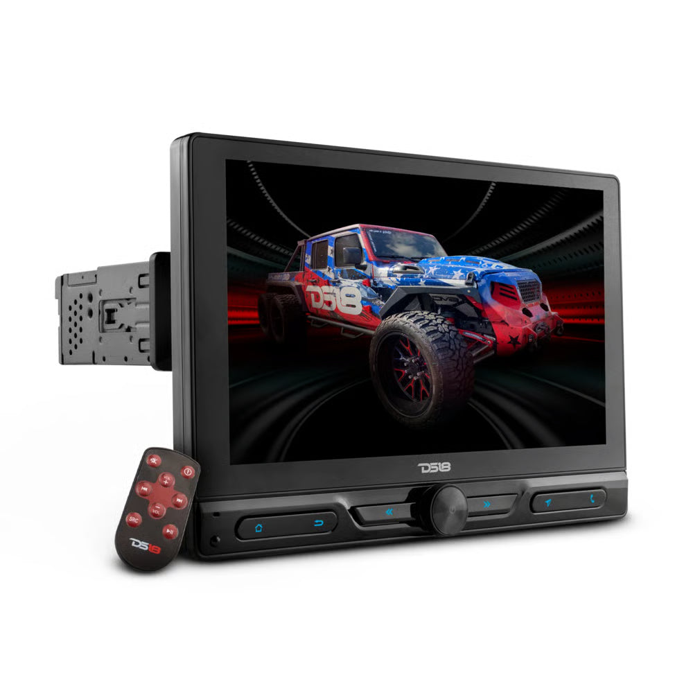 DS18 DDX10.5ADX 10.5" Single DIN Floating Touchscreen Digital Multimedia Receiver with Bluetooth and Built-in GPS and Android 10 OS