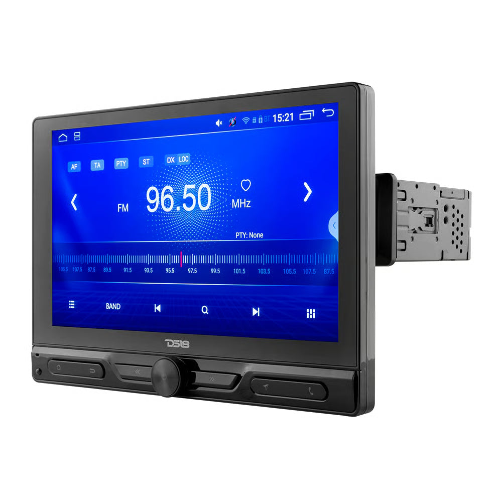 DS18 DDX10.5ADX 10.5" Single DIN Floating Touchscreen Digital Multimedia Receiver with Bluetooth and Built-in GPS and Android 10 OS