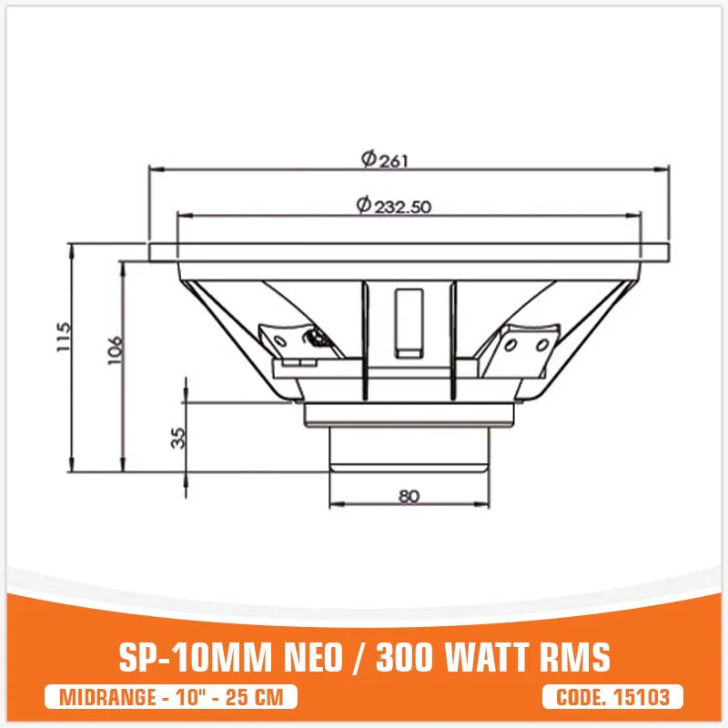 SP Audio - SP 10MM NEO MIDRANGE EXTREME 10"/25CM NEO MAGNET 300W RMS image 7