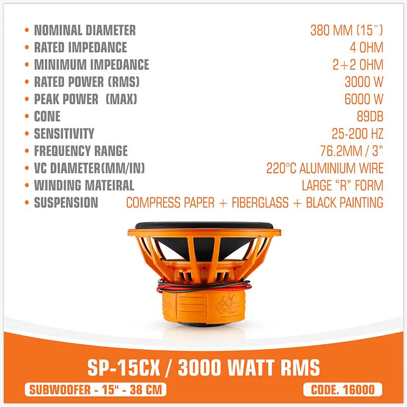 SP Audio - SP 15CX SUBWOOFER 15"/38CM 3000W RMS image 7