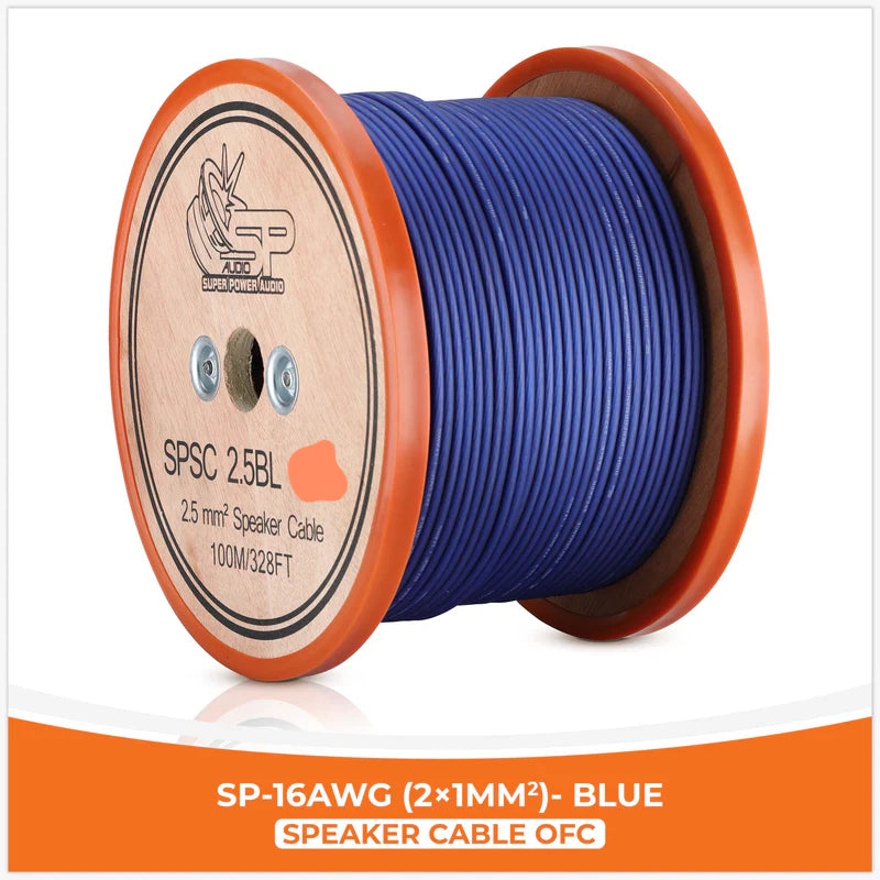 SP Audio - SP 16GA BLUE 100% OFC (100M/SPOOL) image 0