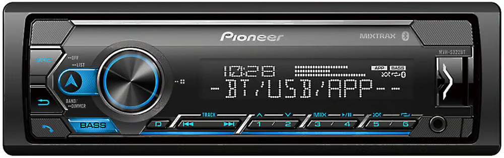 Pioneer MVH-S322BT - New (Damaged Packaging, Product A+) Single DIN Digital Media Receiver with Bluetooth and Amazon Alexa