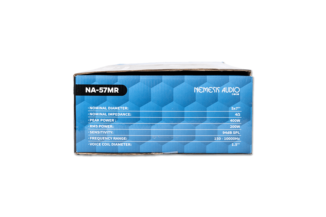 Nemesis Audio -  NA-57MR 5×7″ 4-Ohm car audio midrange speaker with 200W RMS / 400W peak. 100dB sensitivity and wide 150-10000Hz response, 1.5″ voice coil NA-57MR quantity