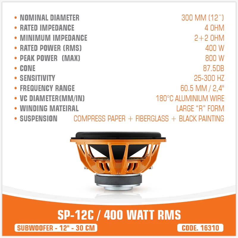 SP Audio - SP 12C SUBWOOFER 12"/30CM 400W RMS image 4