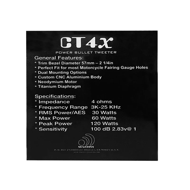 Massive Audio - CT4XV2 - 4 Ohm 25mm Power Bullet Titanium Tweeter image 5