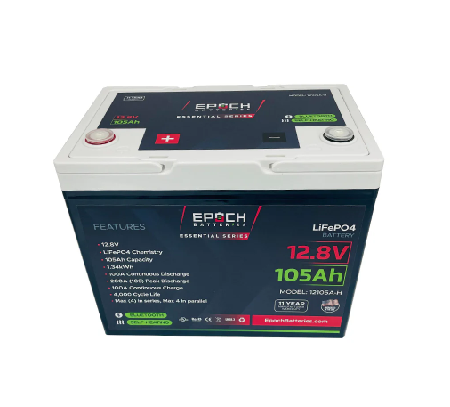 Epoch Batteries - 12105A-H - 12V 105Ah Bluetooth & Heated LiFePO4 Batt image 0