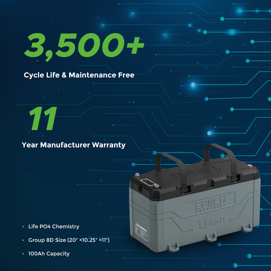 Epoch Batteries - 36V 100Ah LiFePO4 Lithium Battery - Bluetooth, Heating, Waterp image 3