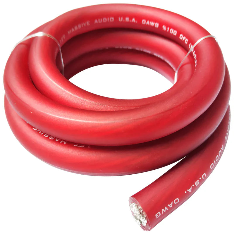 Massive Audio - P0-50R - 0 AWG 50 Foot RED 100% OFC Silver Tinned wire image 3