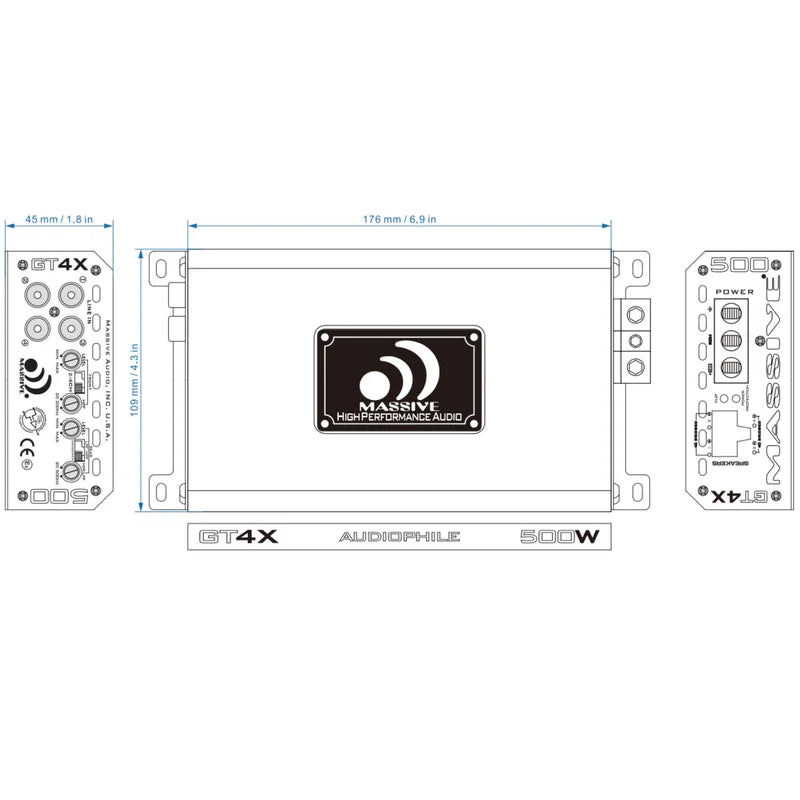 Massive Audio - GT4X - 480W RMS 4 Channel Full Range Amp image 4