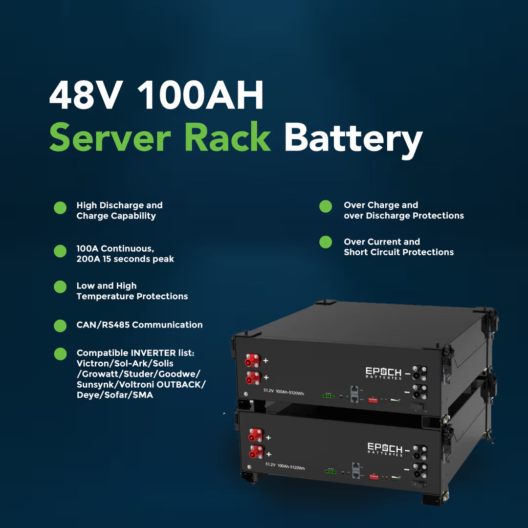 Epoch Batteries - 48V 100Ah  -5.12kWh - Self-Heating Server Rack Lithium Battery image 1