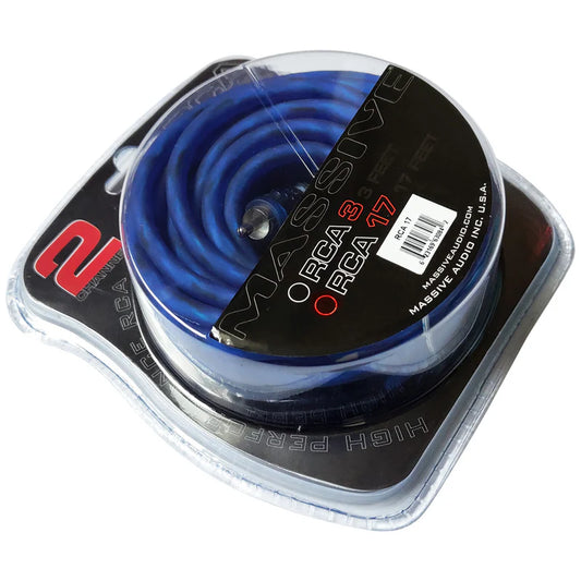 Massive Audio - RCA 3 - 3 Foot Blue Translucent Twisted Pair RCA Cable image 0