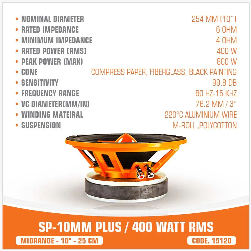 SP Audio - SP 10MM PLUS MIDRANGE EXTREME 10"/25CM BIG MODEL! 400W RMS image 4