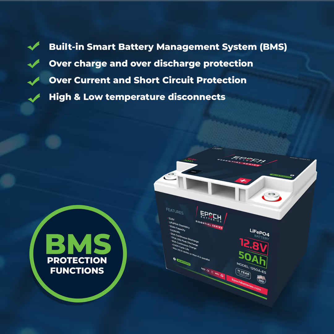 Epoch Batteries - 1250A-ES - 12V 50Ah Essential Series - Bluetooth LiFePO4 Batt image 7