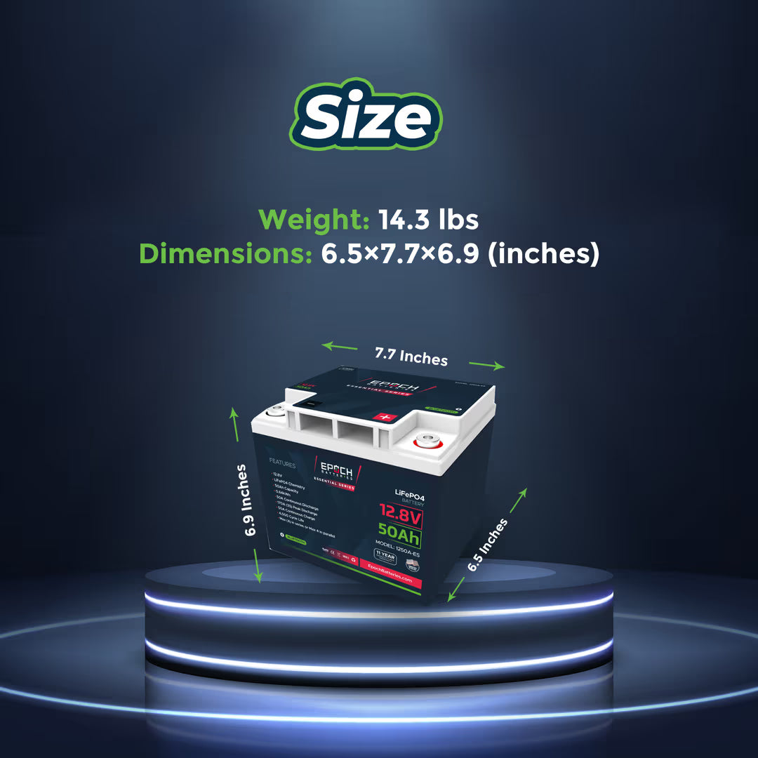 Epoch Batteries - 1250A-ES - 12V 50Ah Essential Series - Bluetooth LiFePO4 Batt image 6