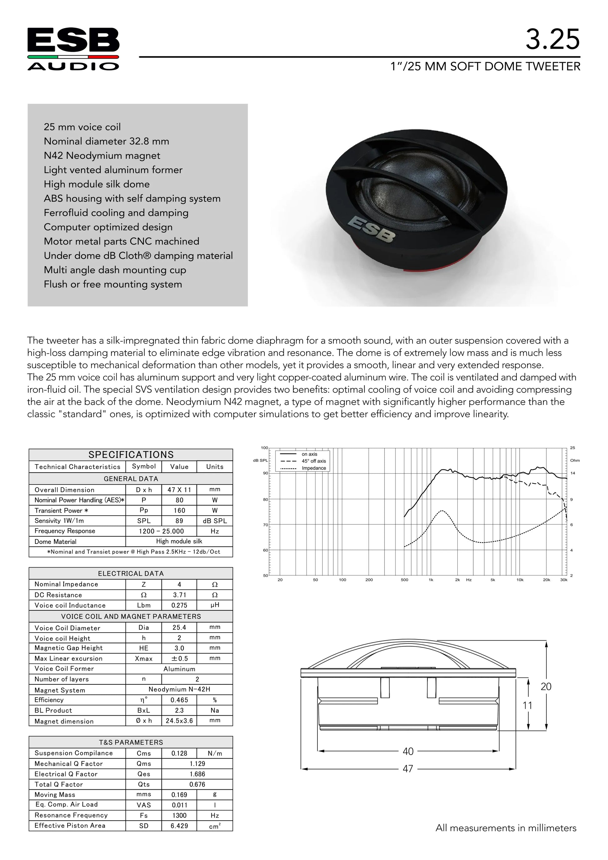 ESB Audio - 3000 Series - 3.25 1"/25 mm Dome Tweeter image 1