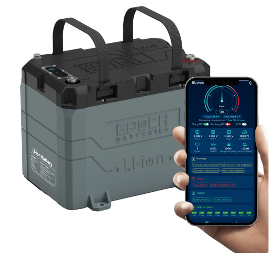Epoch Batteries - B1250B -12V 50Ah LiFePO4 Lithium Battery - Bluetooth, Heating, image 0