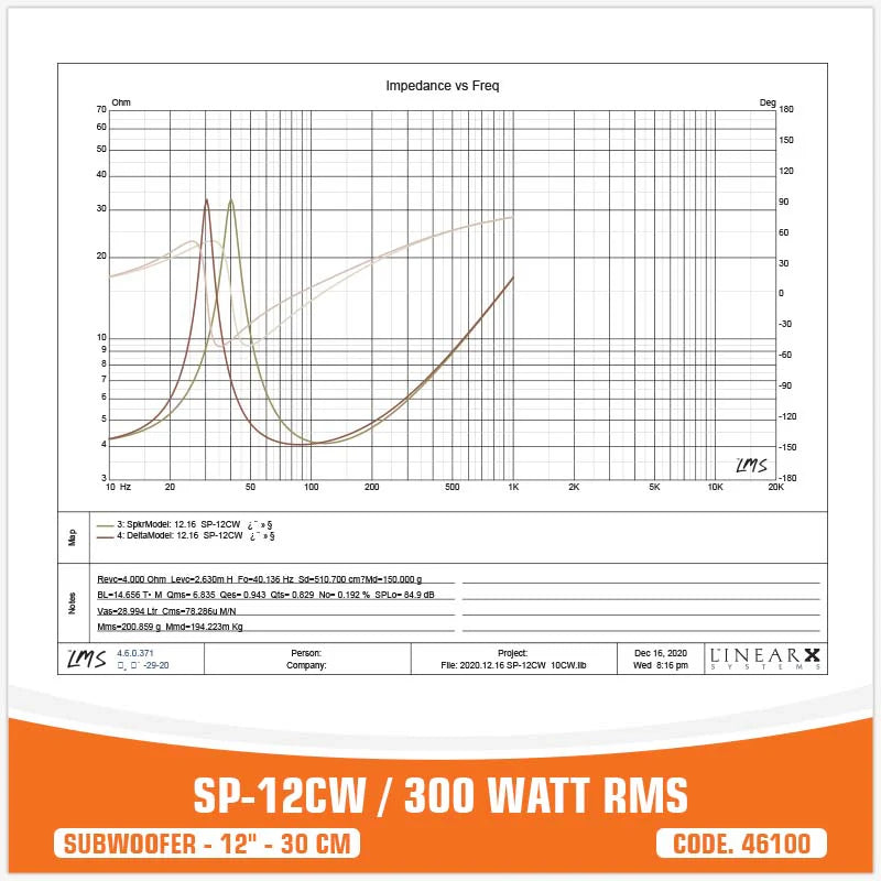 SP Audio - SP 12CW ENTRY LEVEL SUBWOOFER 12"/30CM 300W RMS image 6