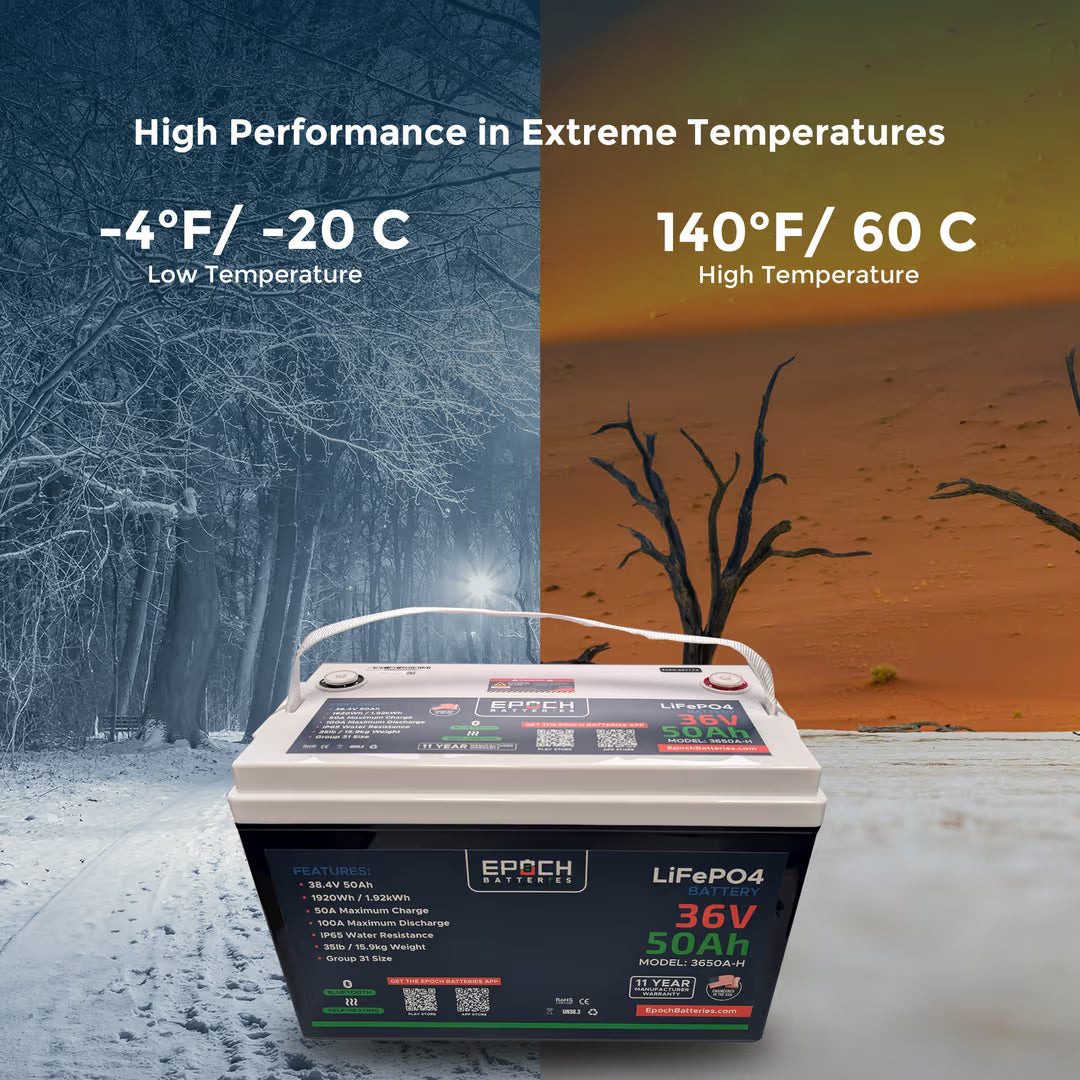 Epoch Batteries - 36V 50Ah Essential Series - Bluetooth & Heated LiFePO4 Battery image 1