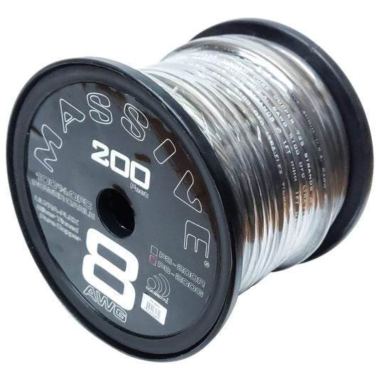 Massive Audio - P8-200G - 8 AWG 200 Foot Grey 100% OFC Silver Tinned image 0