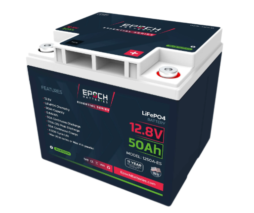 Epoch Batteries - 1250A-ES - 12V 50Ah Essential Series - Bluetooth LiFePO4 Batt image 0