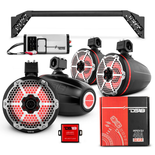 DS18 -JL-TUBEUP 4x 8" Marine Towers Speakers with RGB LED Lights, 4Ch Marine Amp image 0