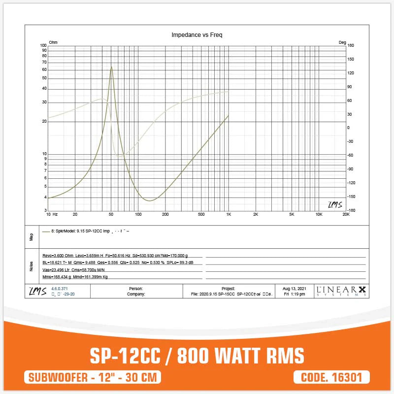 SP Audio - SP 12CC SUBWOOFER 12"/30CM 800W RMS image 2