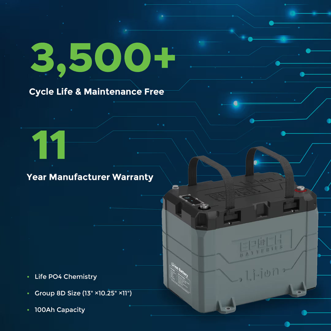 Epoch Batteries - B24100A-24V 100Ah LiFePO4  - Heated & Bluetooth - Lithium Batt image 5