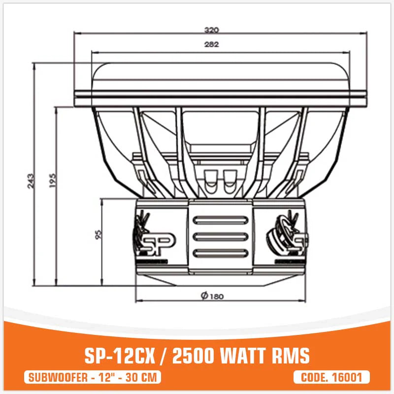 SP Audio - SP 12CX SUBWOOFER 12"/30CM 2500W RMS image 5