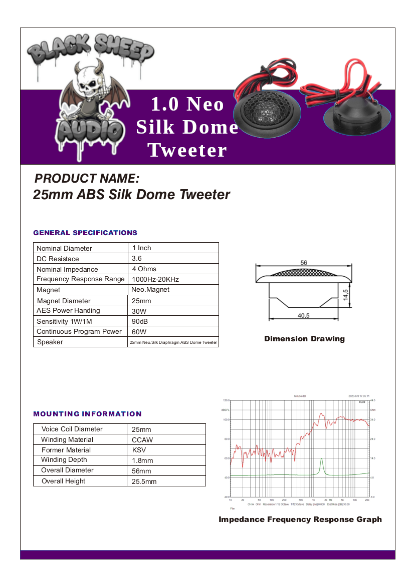 Black Sheep Audio - 1.0  Tweeter Set (*In Stock by mid December*)