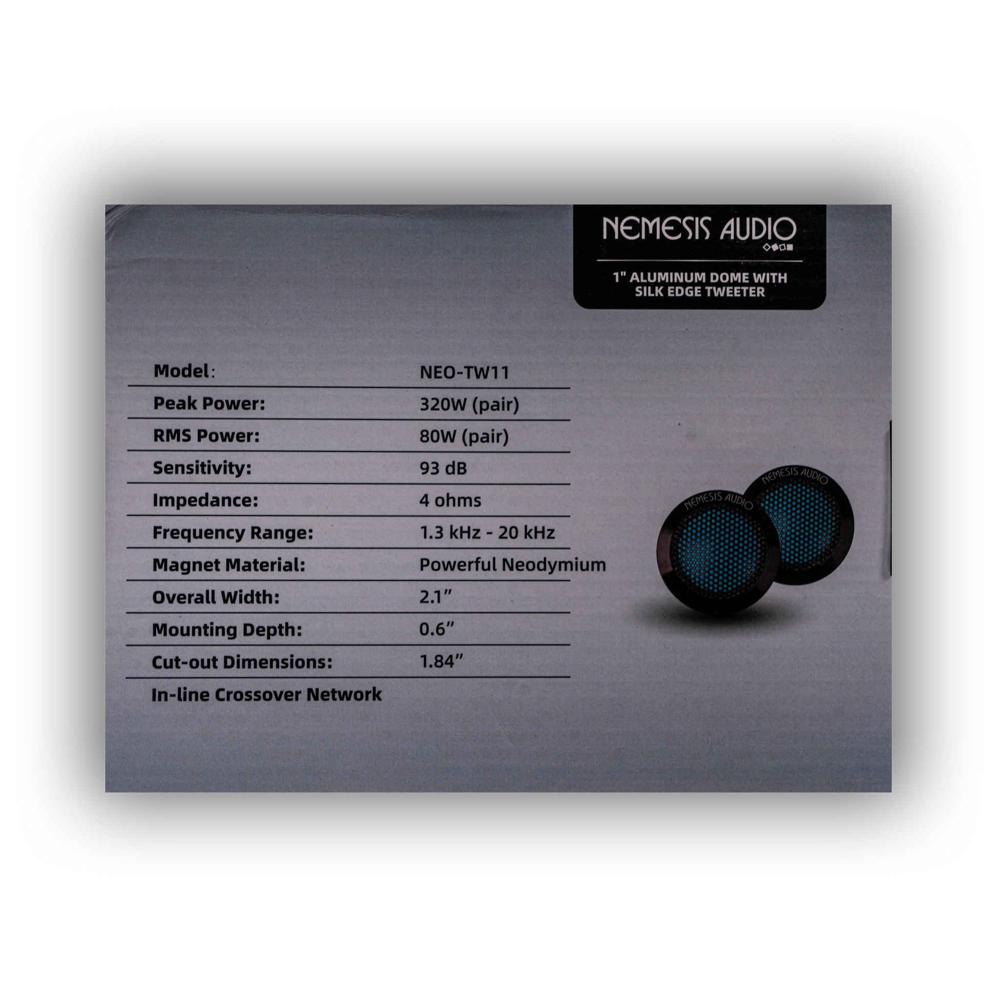 Nemesis Audio- NEO-TW11-  1″ Aluminum Dome with Silk Edge Tweeter 40W RMS 4-Ohm image 6