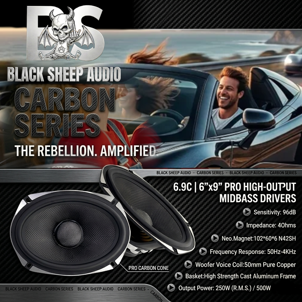 Black Sheep Audio | Carbon Series | 6.9C | 6"x9" Pro High-Output Midbass Drivers