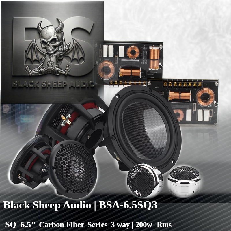 Black Sheep Audio | BSA-6.5SQ3 | 6.5" Carbon Fiber Series 3 way | 200w Rms