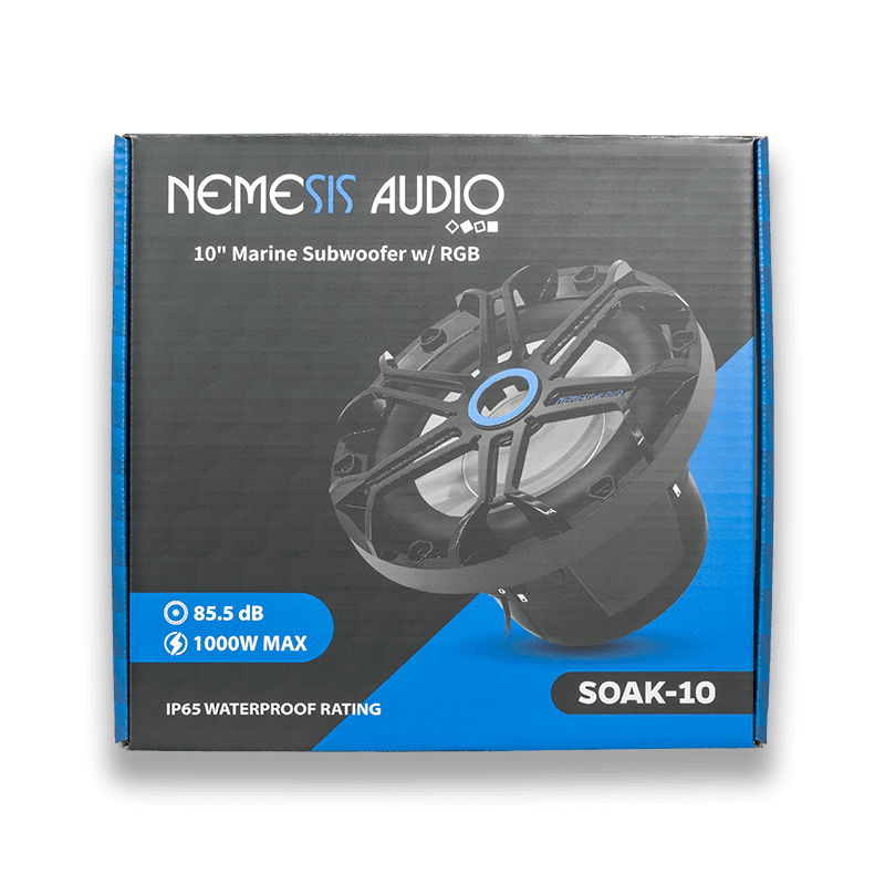 Nemesis Audio | SOAK-10 | 10″ | Marine Subwoofer with RGB Lighting