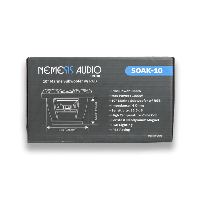 Nemesis Audio | SOAK- 8 | 8″ | Marine Subwoofer with RGB Lighting