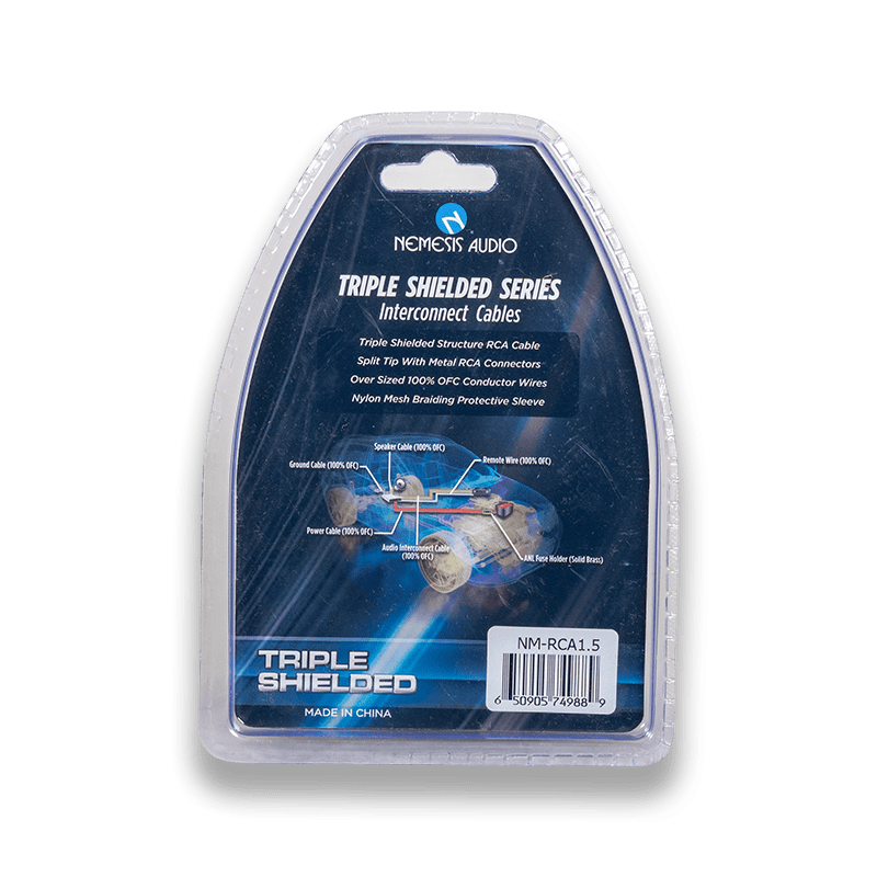 Nemesis Audio | NM-RCA1.5 | 1.5ft | 2CH Triple Shielded RCA Cable