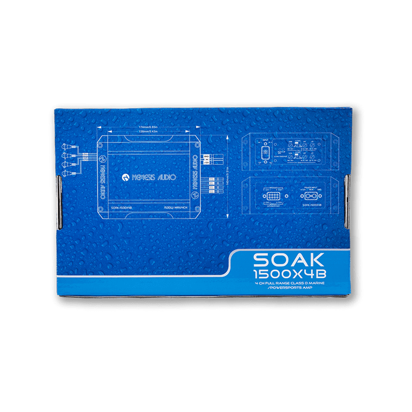 Nemesis Audio | SOAK-1500X4B | 4-CH | Waterproof Marine Amplifier w/ Bluetooth