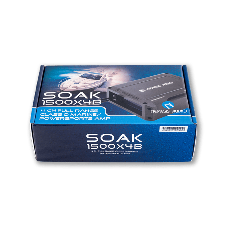 Nemesis Audio | SOAK-1500X4B | 4-CH | Waterproof Marine Amplifier w/ Bluetooth