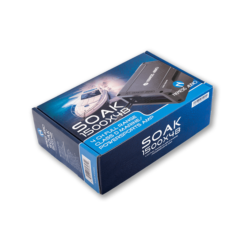 Nemesis Audio | SOAK-1500X4B | 4-CH | Waterproof Marine Amplifier w/ Bluetooth