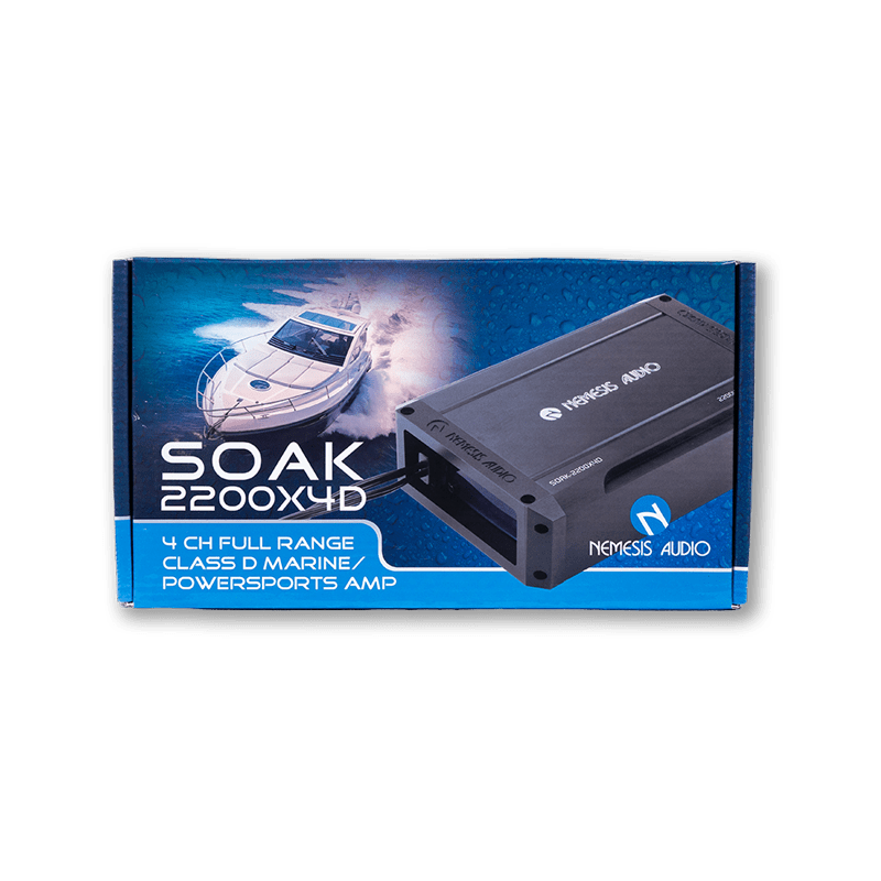 Nemesis Audio | SOAK-2200X4D | 2200W Max | Waterproof 4-CH Marine Amp