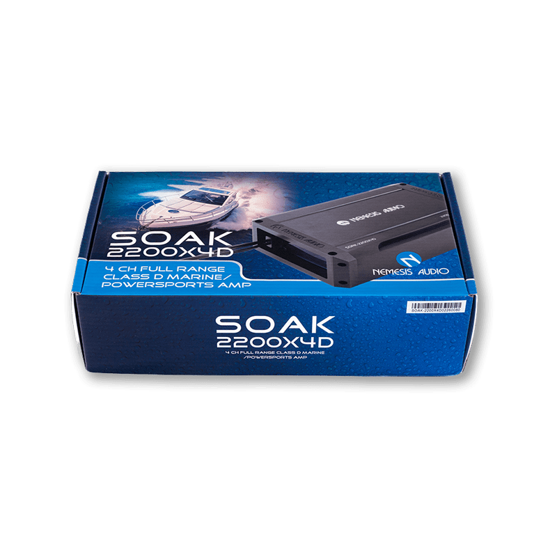 Nemesis Audio | SOAK-2200X4D | 2200W Max | Waterproof 4-CH Marine Amp