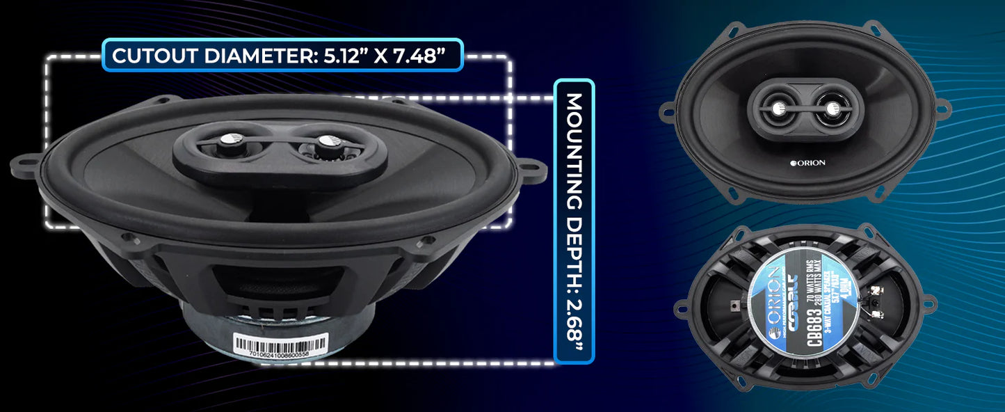 Orion - CB683  - 6x8" 3-Way Coaxial Speakers 70 Watts RMS | 280 Watts MAX