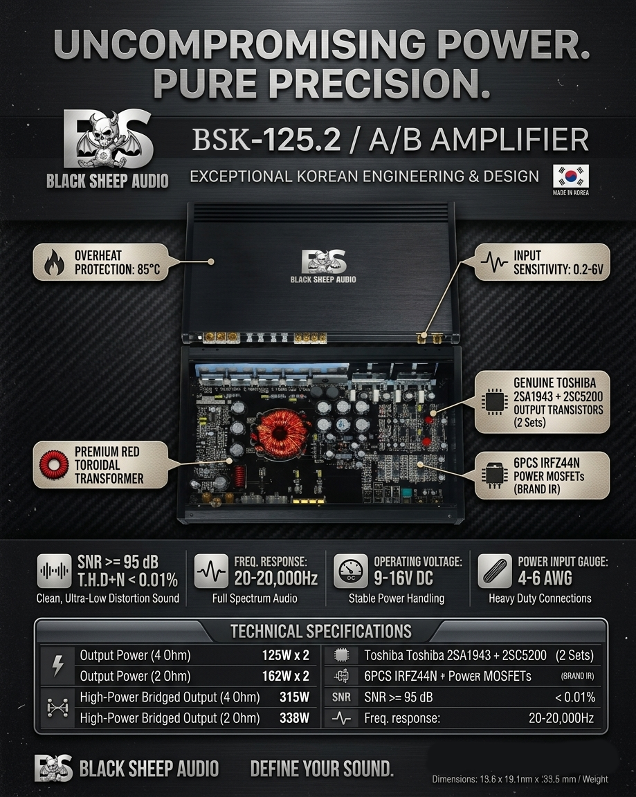 Black Sheep Audio | BSK-120.4 | 120w Rms x 4 | A/B Amplifier | 🇰🇷 Korean design