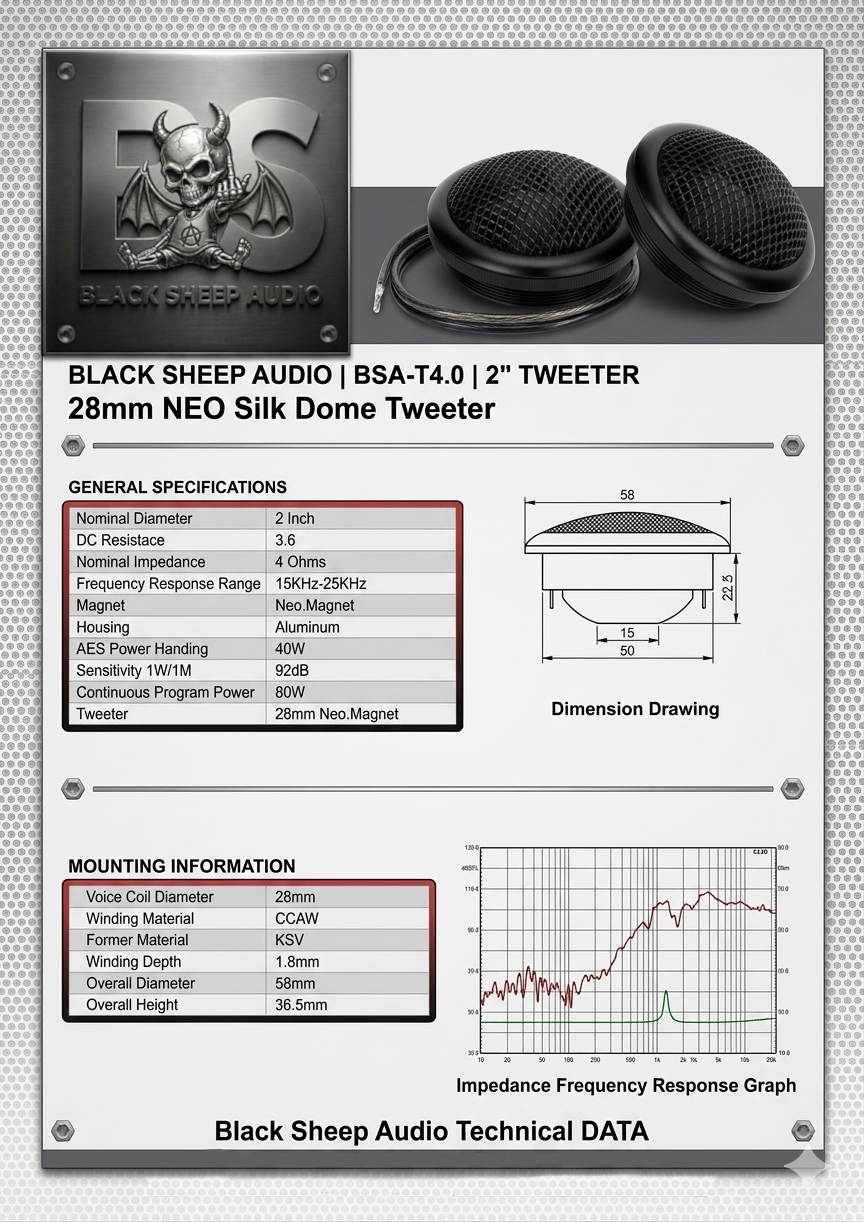 Black Sheep Audio | BSA-T4.0 | 2" Tweeter