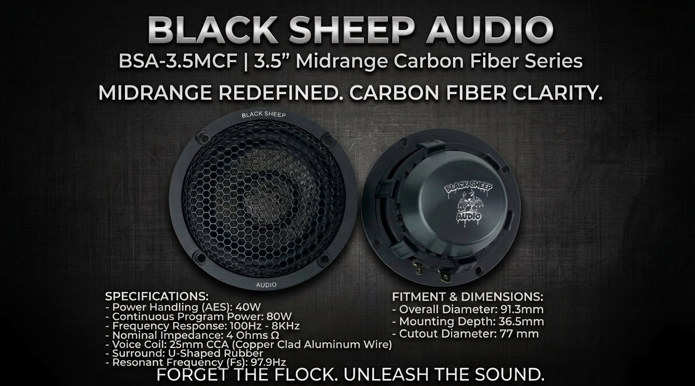 Black Sheep Audio | BSA-3.5MCF | 3.5" Midrange Carbon Fiber Series