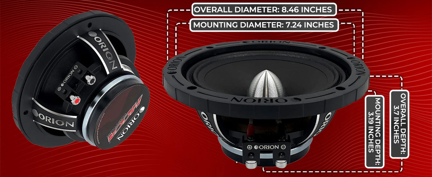 Orion - HCCA852NHP - 8" 2 Ohm High Efficiency Midrange Speakers